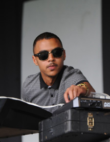 SWINDLE ; musician and producer from London ; at the Liverpool International Music Festival (LMIF), Sefton Park, Liverpool, UK ; 23rd August 2014 ; 

Credit: David J Colbran